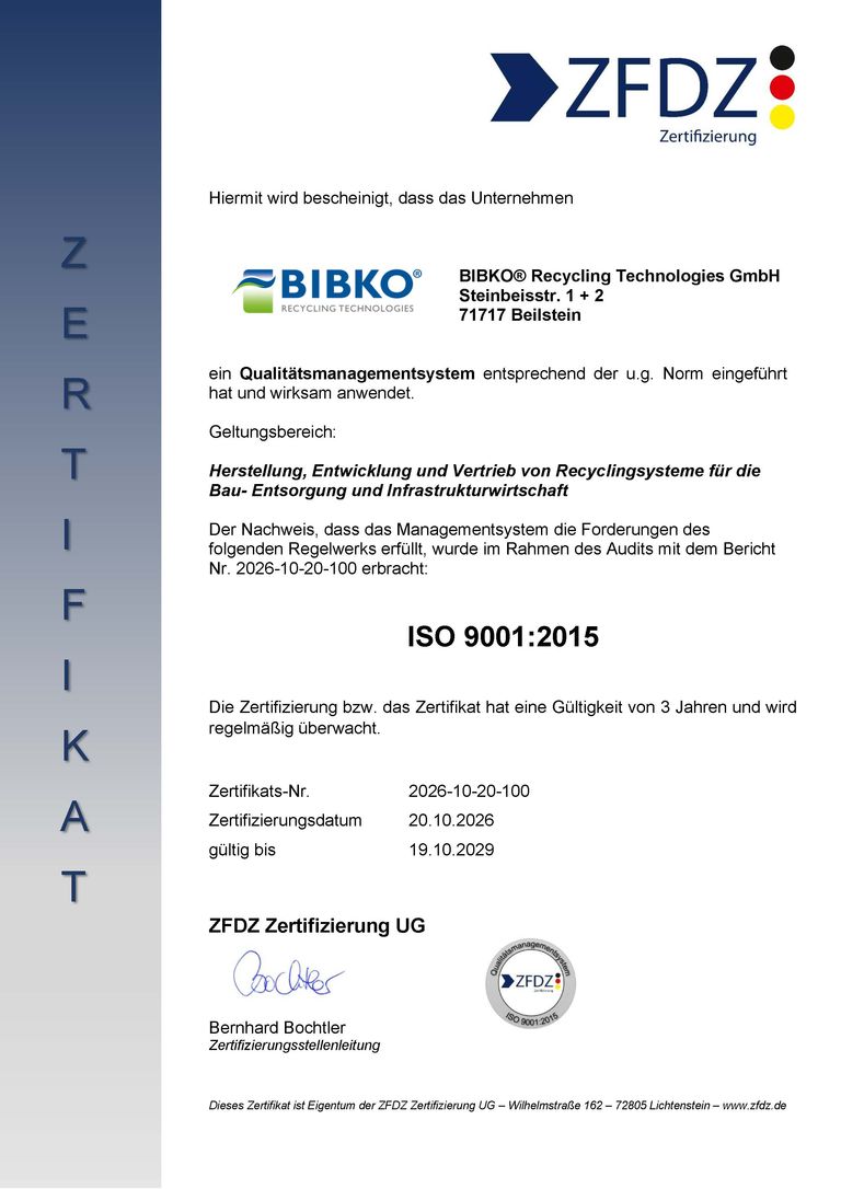 Zertifikat 9001 DE